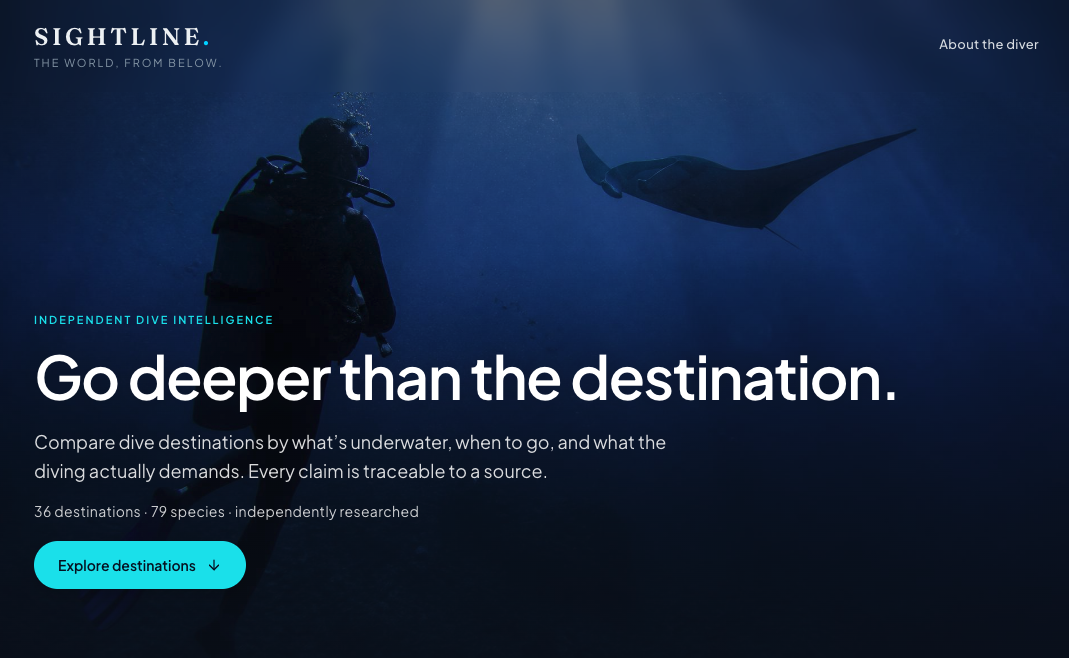 Sightline dive destination intelligence preview
